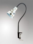 Настольная лампа с выключателем E27 60W белый/горох сер./синий